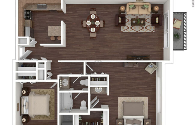 2 beds, 1.5 baths, 1,118 sqft, $1,355