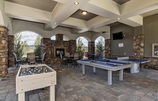 outdoor game pavilion with fooseball table