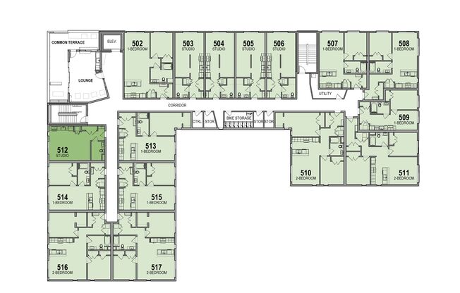 Studio, 1 bath, 430 sqft, $1,790, Unit 612