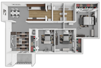 a rendering of a 3d floor plan of a house