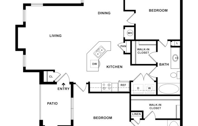 2 beds, 2 baths, 1,262 sqft, $1,925