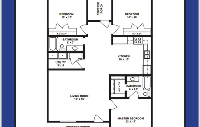 3 beds, 2 baths, 1,286 sqft, $1,547, Unit 2701W