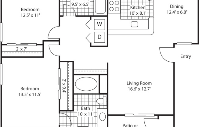 2 beds, 2 baths, 1,035 sqft, $2,893, Unit 1632