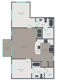 2 beds, 2 baths, 1,071 sqft, $2,424
