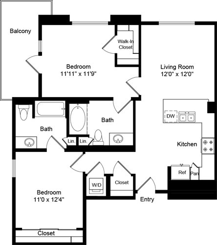 2 beds, 2 baths, 968 sqft, $3,468