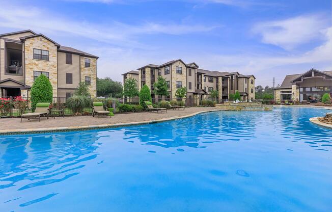 a house with a large pool of water