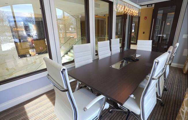Take a meeting in this brightly lit conference room