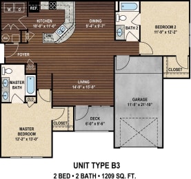 2 beds, 2 baths, 1,209 sqft, $1,958