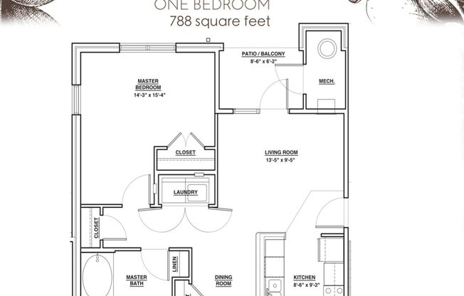 1 bed, 1 bath, 788 sqft, $1,420