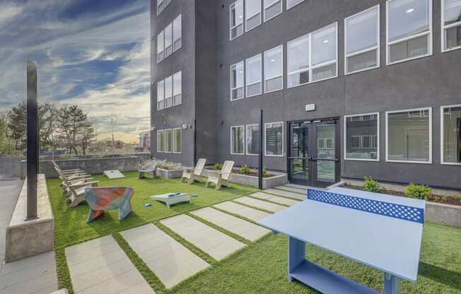 Outdoor courtyard with games