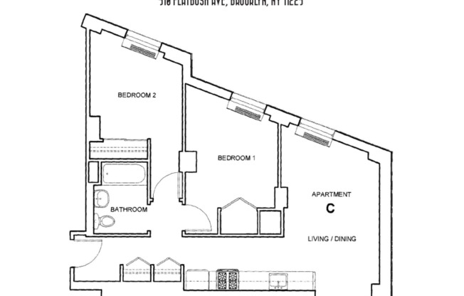 2 beds, 1 bath, 800 sqft, $3,100, Unit 6C