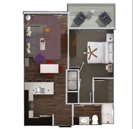 1 bed, 1 bath, 672 sqft, $1,513