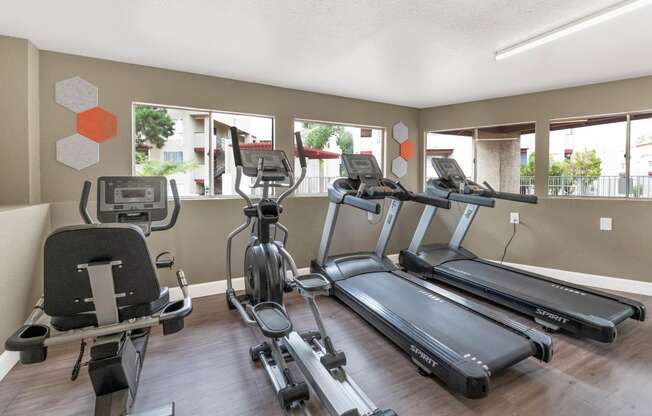 the gym at the landing has plenty of exercise equipment