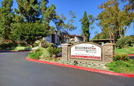 Monument Sign for Shadowridge Woodbend Apartments in Vista, CA