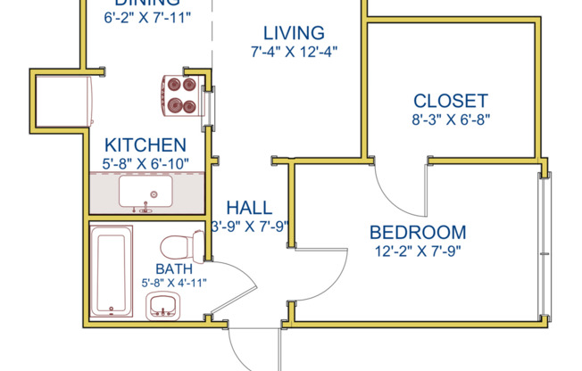 1 bed, 1 bath, 443 sqft, $1,065