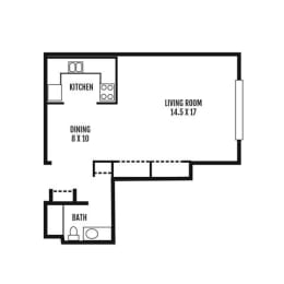 Studio, 1 bath, 538 sqft, $934