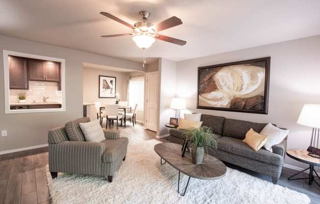 view of furnished living room and kitchen