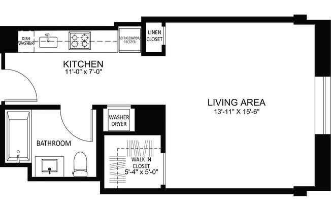 Studio, 1 bath, 493 sqft, $3,000