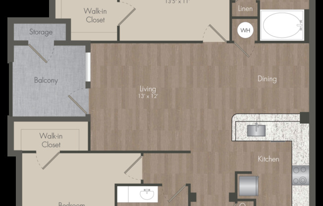 2 beds, 2 baths, 1,110 sqft, $1,963