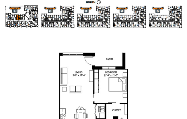 1 bed, 1 bath, 790 sqft, $1,750, Unit 106