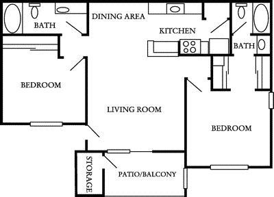 2 beds, 2 baths, 913 sqft, $2,734