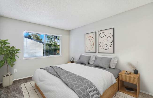 Model bedroom with large window