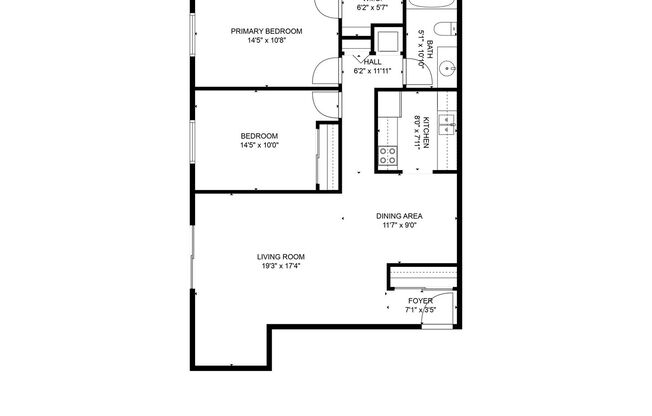 2 beds, 1 bath, 895 sqft, $1,599, Unit 2434 - 2