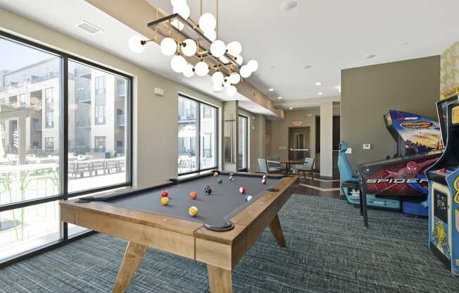 Billiards and Video Games at Nuvelo at Parkside Apartments