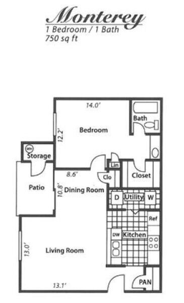 1 bed, 1 bath, 750 sqft, $1,600