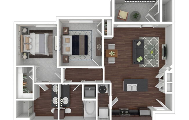 2 beds, 2 baths, 960 sqft, $1,359