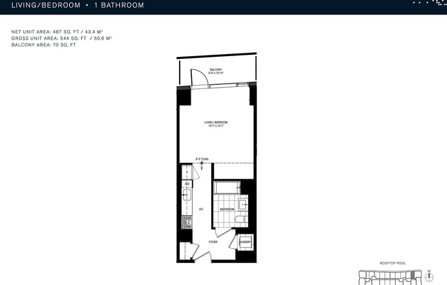 1 bed, 1 bath, 544 sqft, $2,995, Unit 10B
