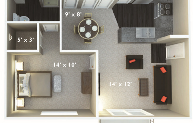 1 bed, 1 bath, 720 sqft, $1,360