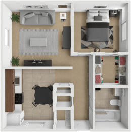 1 bed, 1 bath, 660 sqft, $820