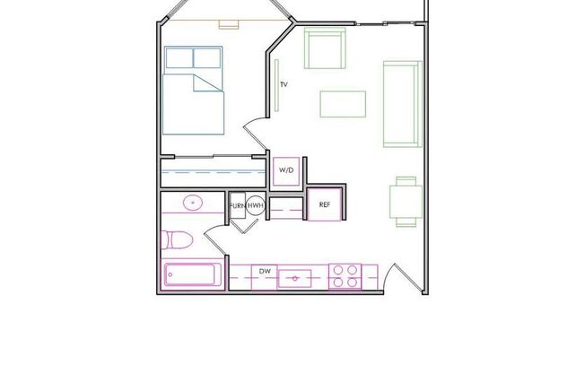 1 bed, 1 bath, 475 sqft, $1,215