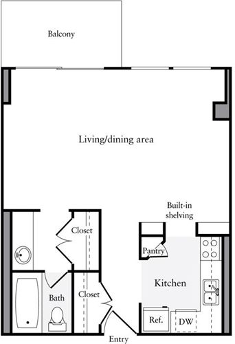 Studio, 1 bath, 428 sqft, $2,244