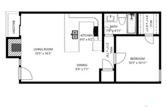 1 bed, 1 bath, 589 sqft, $999, Unit 221 A2 Patio
