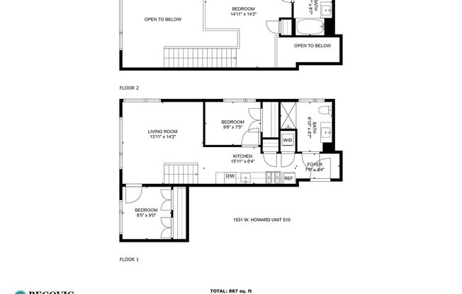 3 beds, 2 baths, 887 sqft, $2,950, Unit 510