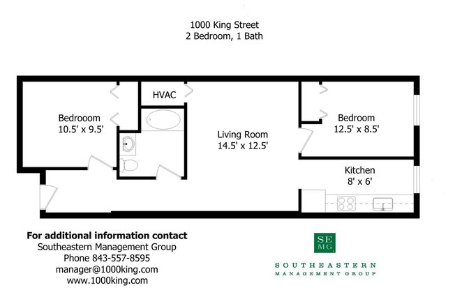 2 beds, 1 bath, 850 sqft, $1,850, Unit 123