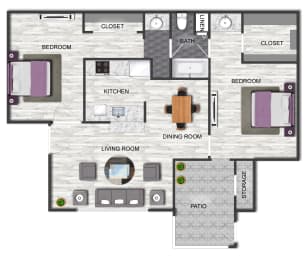 2 beds, 1 bath, 902 sqft, $977