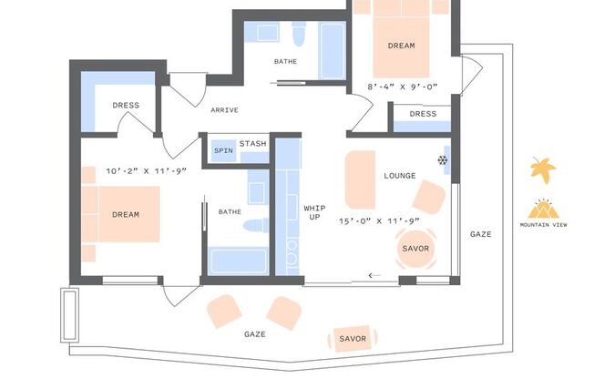 2 beds, 2 baths, 687 sqft, $4,345, Unit 702