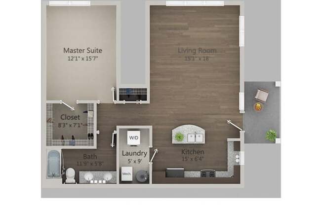 1 bed, 1 bath, $1,806