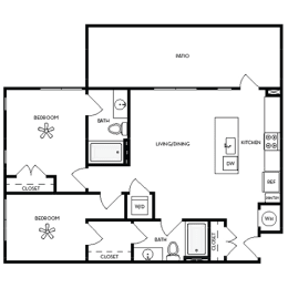 2 beds, 2 baths, 1,217 sqft, $1,981