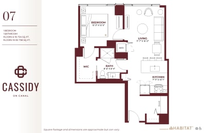 1 bed, 1 bath, 724 sqft, $3,708