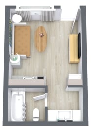 Studio, 1 bath, 230 sqft, $1,329