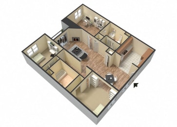 2 beds, 2 baths, 1,375 sqft, $3,111