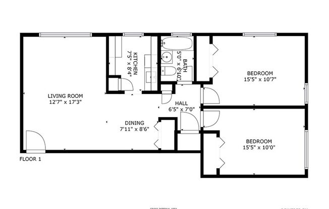 2 beds, 1 bath, 797 sqft, $1,300
