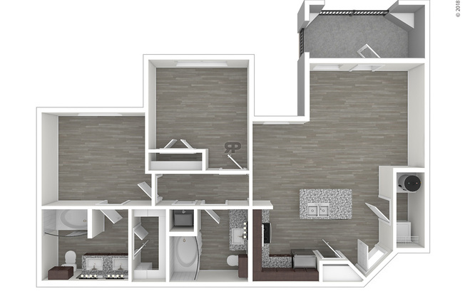 2 beds, 2 baths, 950 sqft, $1,501