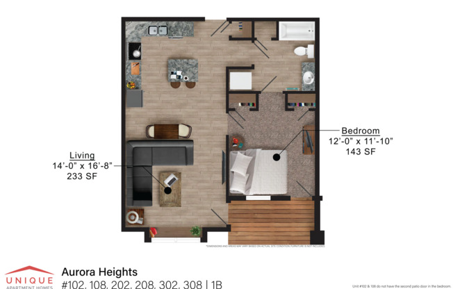 1 bed, 1 bath, 705 sqft, $1,015, Unit 102