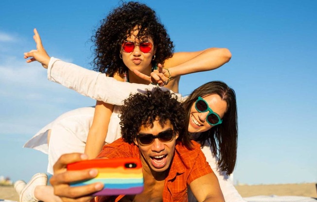 Friends Taking a Selfie at Portofino Vineyards, Florida