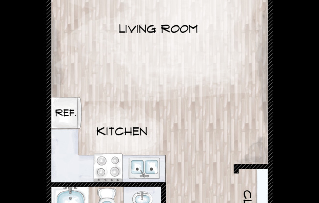 Studio, 1 bath, 300 sqft, $879, Unit 215